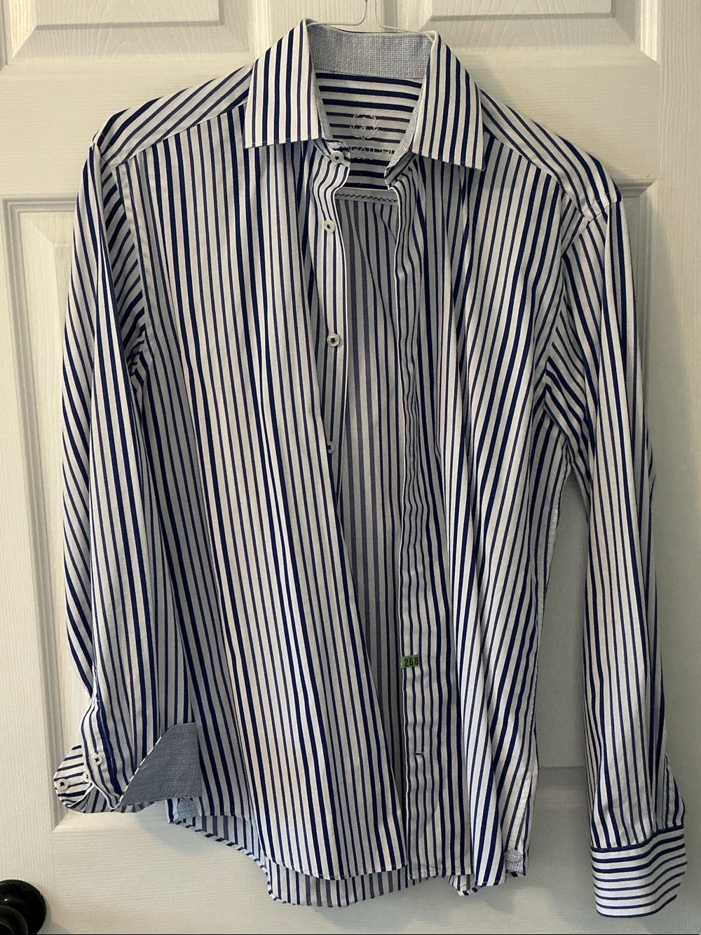 Bugatchi White and Navy Striped Dress Shirt